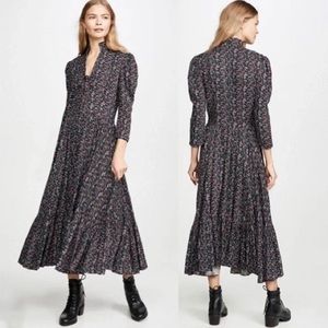 Petersyn Black Floral Lorna Midi prairie dress size X-Large